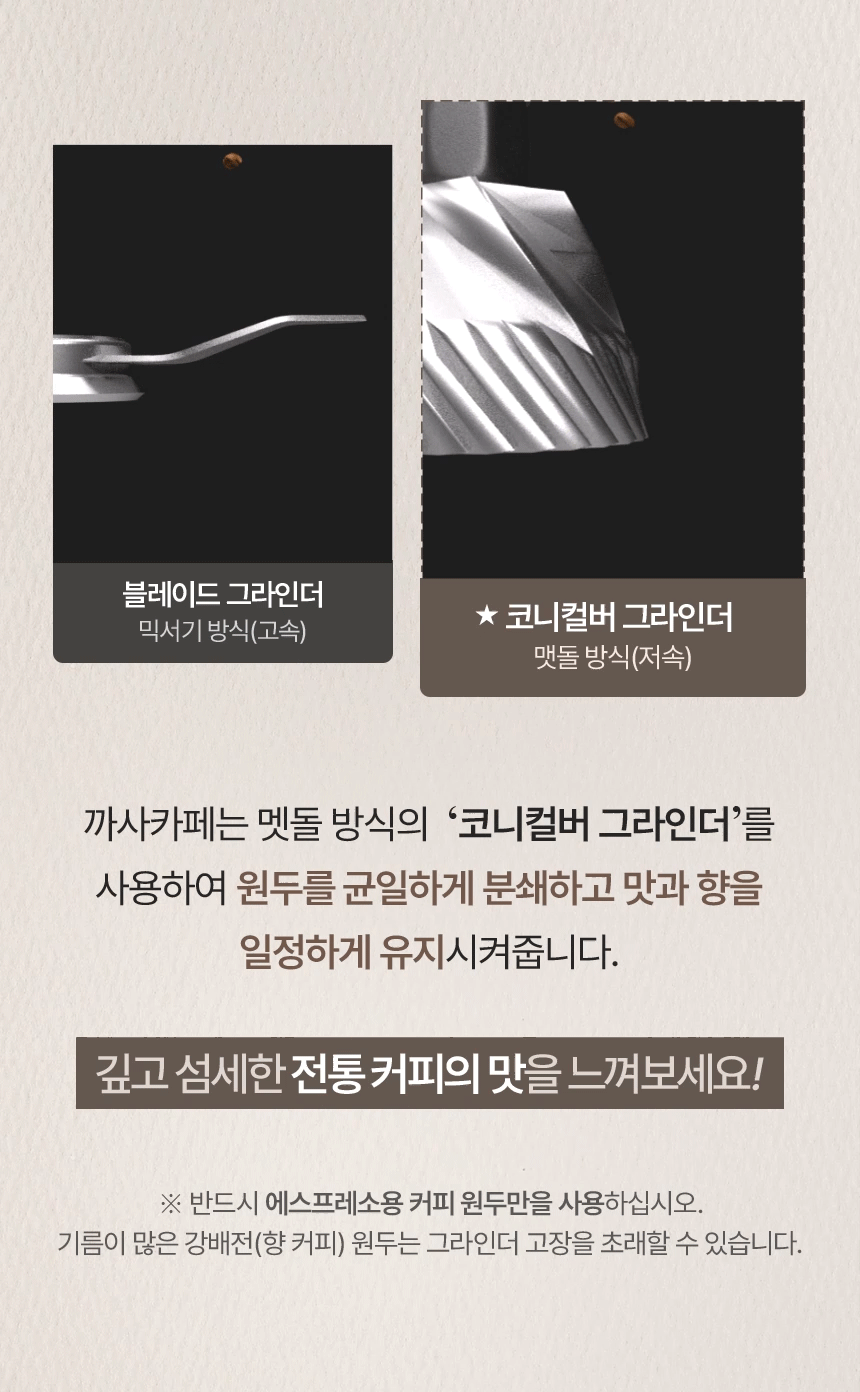 CasaCaffe 전자동 커피머신 — 그라인더 비교