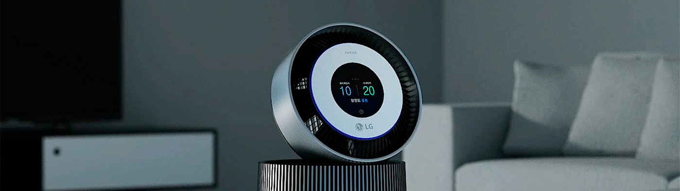 LG PuriCare 360˚ 공기청정기 — 클로즈업 무드샷